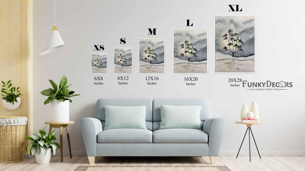 Moon Light Achromatic Art Frame For Wall Decor- Funkydecors Posters Prints & Visual Artwork