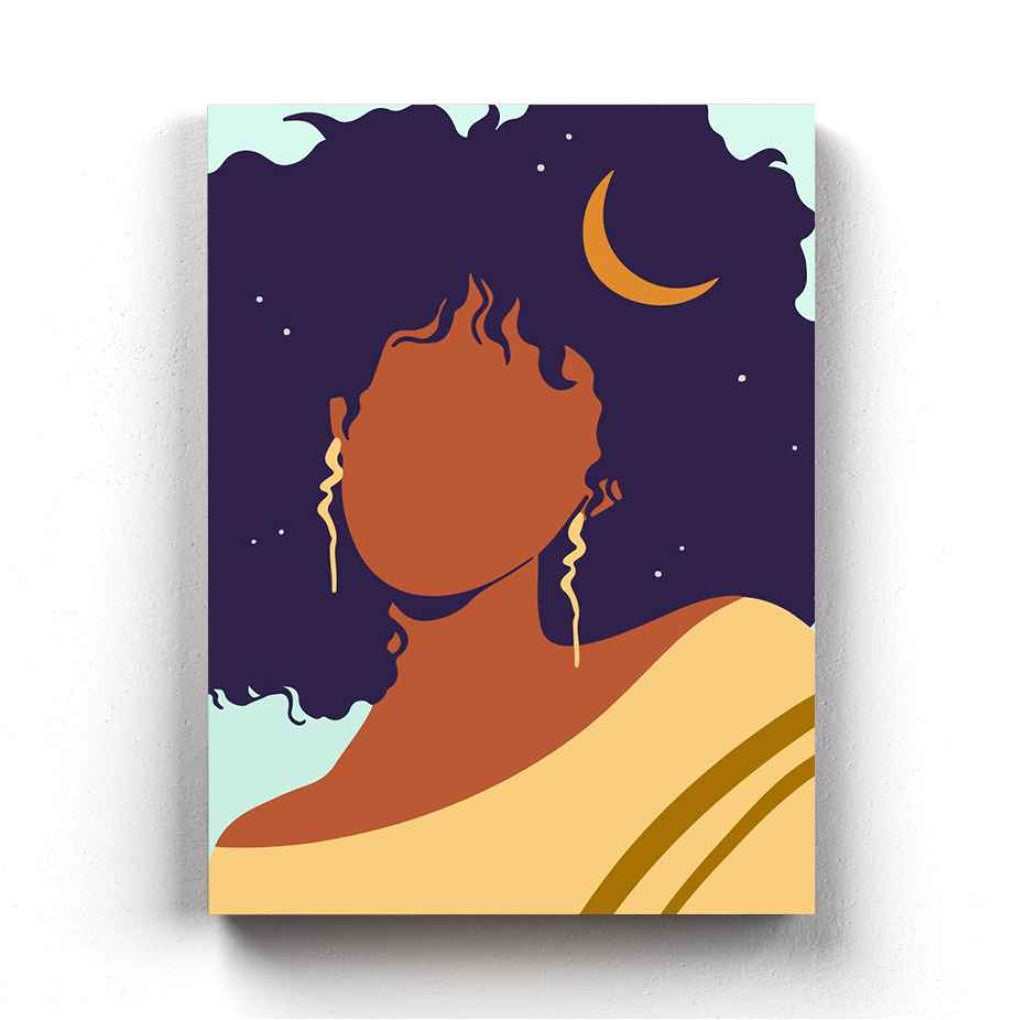 Moon On Curls Boho Women Art Frame For Wall Decor- Funkydecors Xs / Canvas Posters Prints & Visual