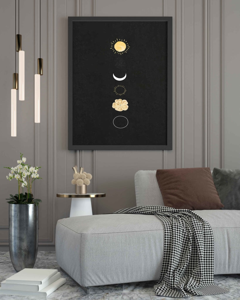 Moon Series - Minimal Art Frame For Wall Decor- Funkydecors Xs / Black Posters Prints &amp; Visual