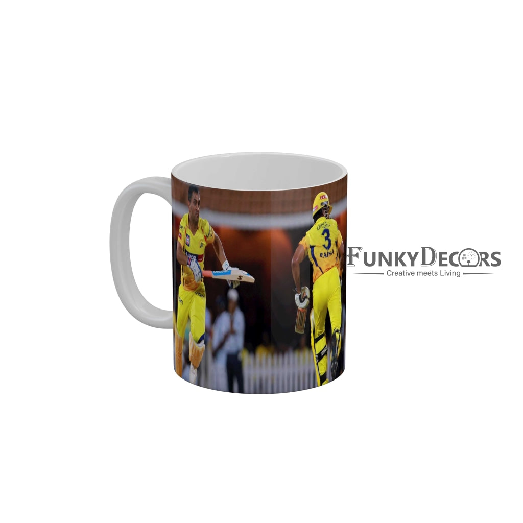 MS Dhoni and Suresh Raina CSK Coffee Ceramic Mug 350 ML-FunkyDecors