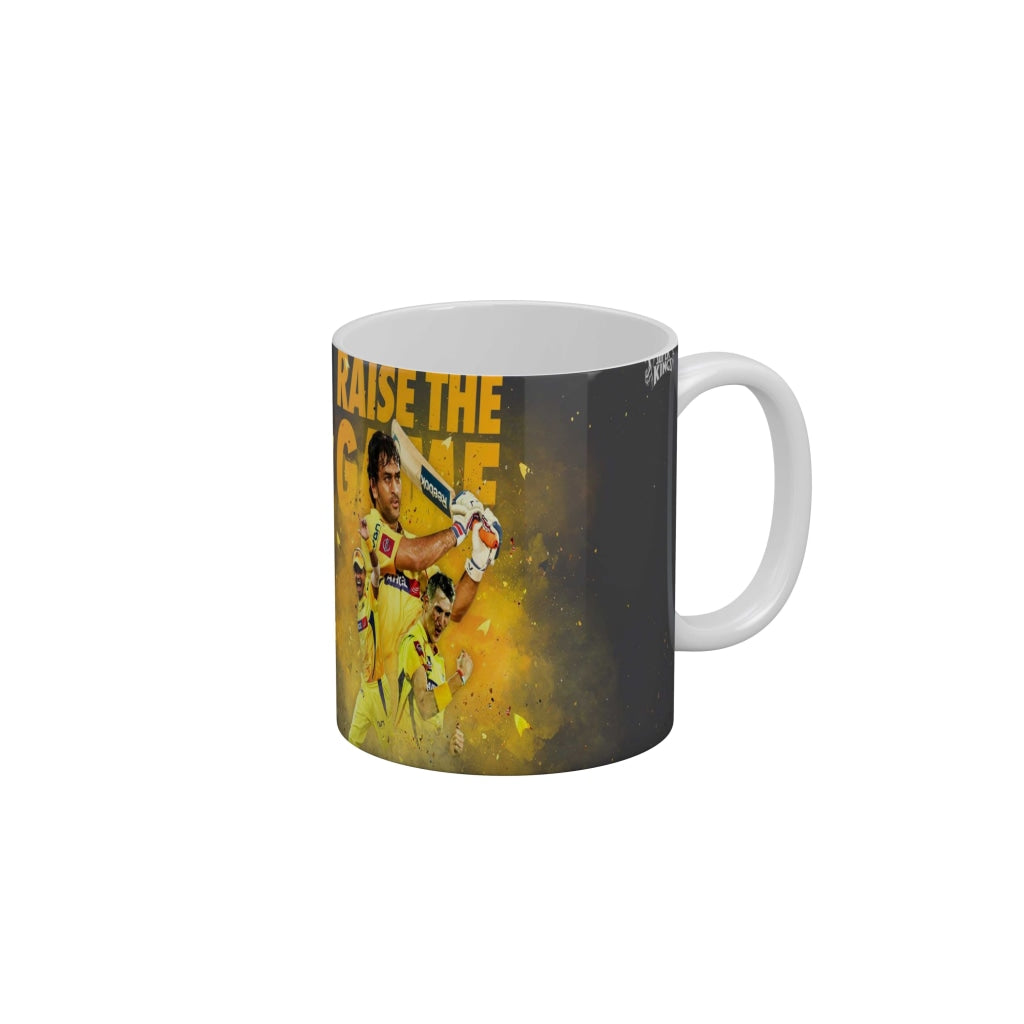 MS Dhoni Raise the game CSK Team Coffee Ceramic Mug 350 ML-FunkyDecors