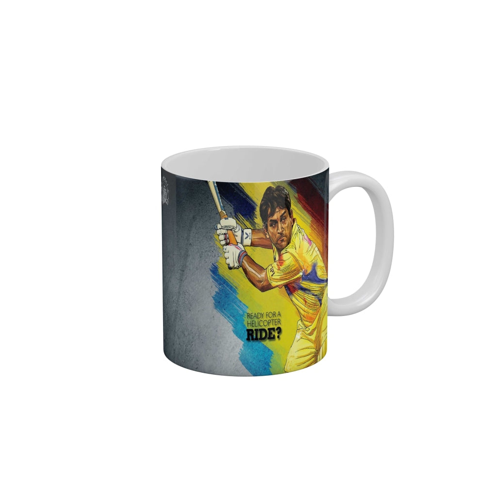 MS Dhoni Ready for a Helicopter ride CSK Coffee Ceramic Mug 350 ML-FunkyDecors