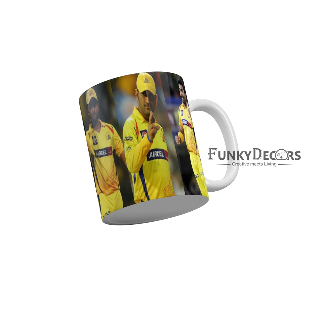 MS Dhoni Sir Jadeja and Suresh Raina CSK Coffee Ceramic Mug 350 ML-FunkyDecors