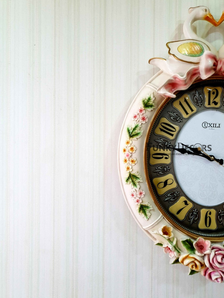 Multicolor Love Birds Marble Wall Clock For Home Office Décor And Gifts 70 Cm Tall- Funkydecors