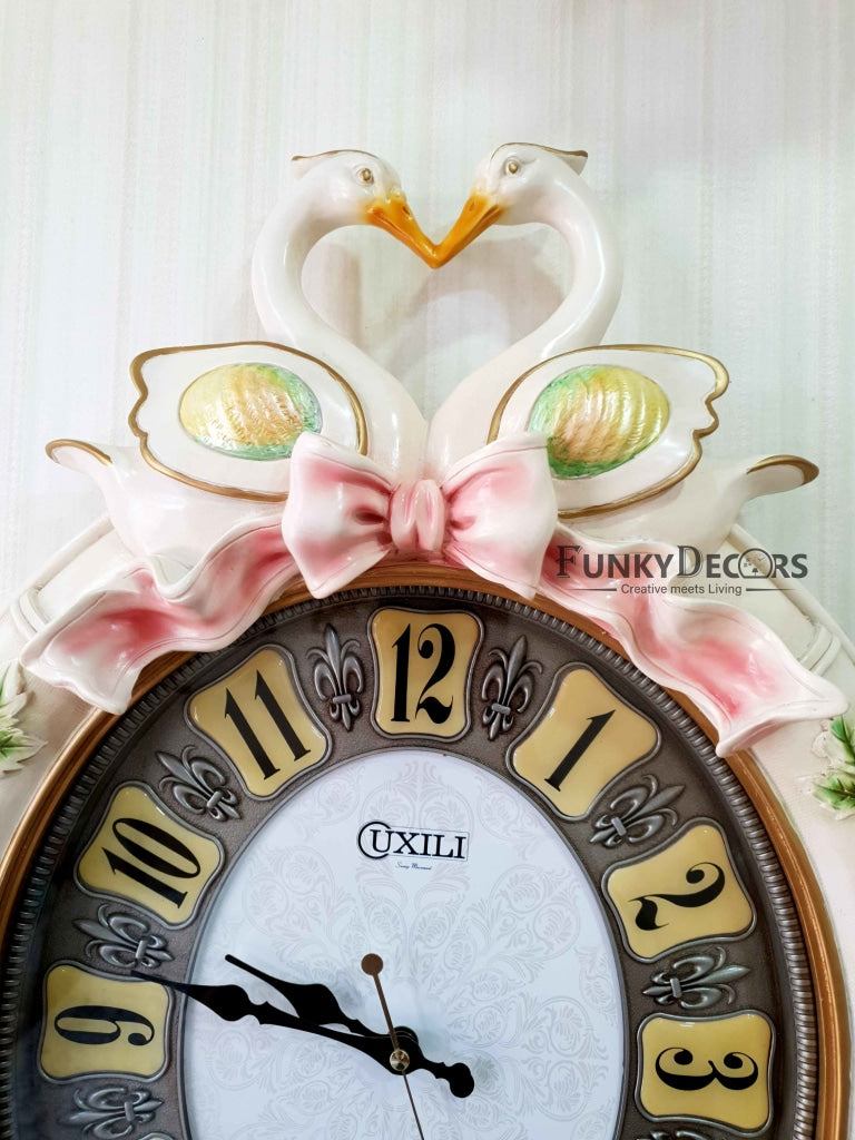 Multicolor Love Birds Marble Wall Clock For Home Office Décor And Gifts 70 Cm Tall- Funkydecors