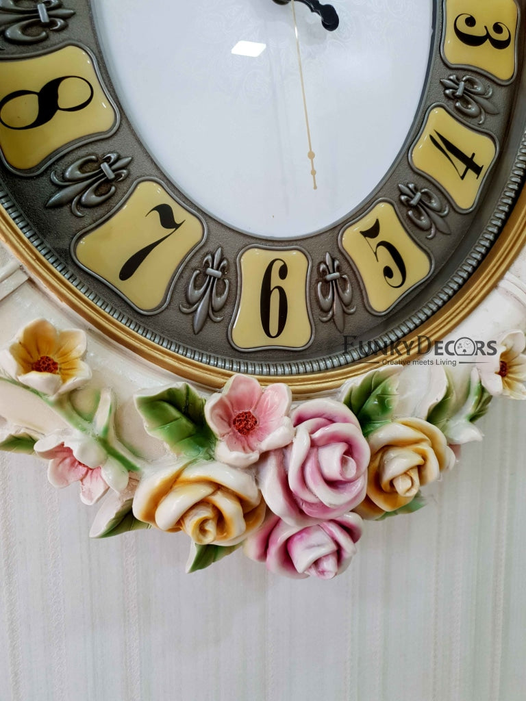 Multicolor Love Birds Marble Wall Clock For Home Office Décor And Gifts 70 Cm Tall- Funkydecors