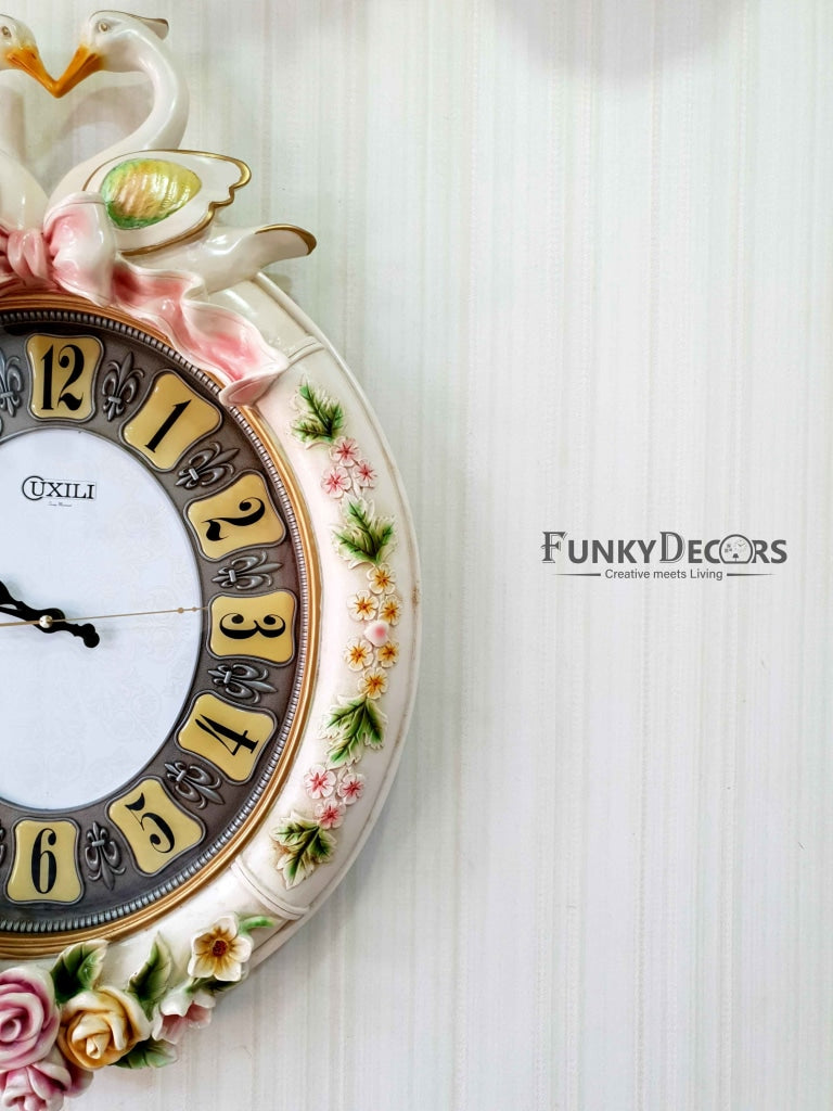 Multicolor Love Birds Marble Wall Clock For Home Office Décor And Gifts 70 Cm Tall- Funkydecors