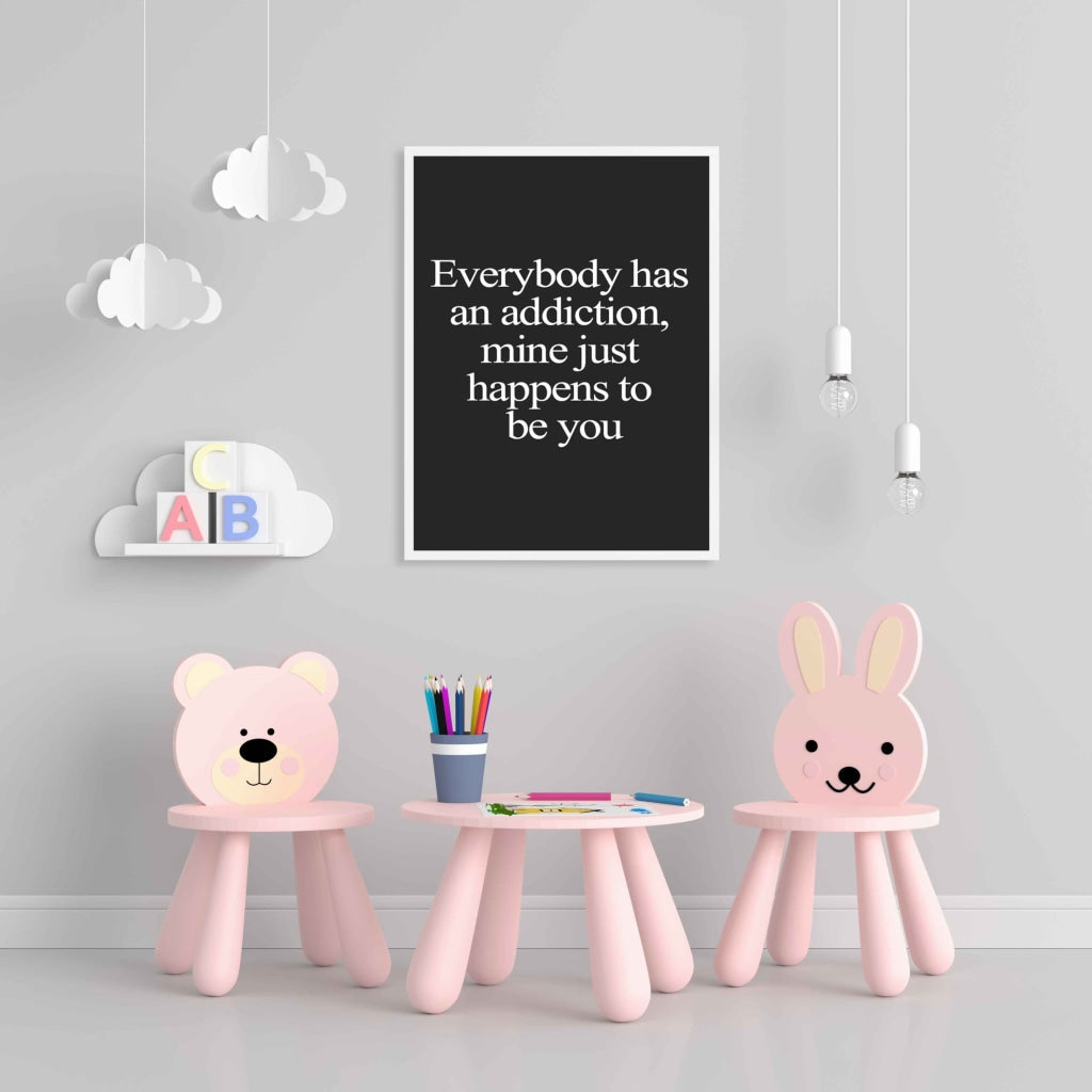 My Addiction - Love Quotes Art Frame For Wall Decor- Funkydecors Xs / White Posters Prints &amp; Visual