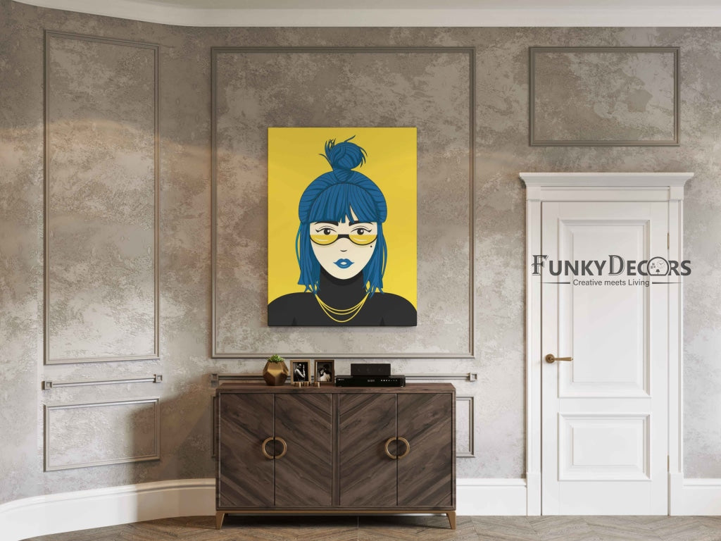 My Blue Hair Portrait Art Frame For Wall Decor- Funkydecors Posters Prints & Visual Artwork