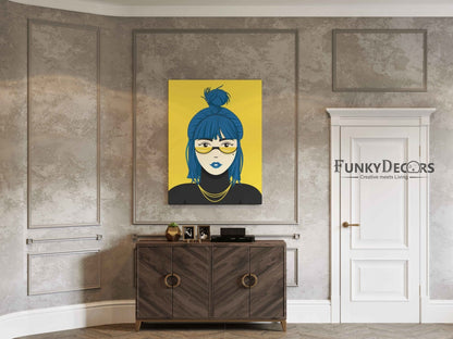 My Blue Hair Portrait Art Frame For Wall Decor- Funkydecors Posters Prints & Visual Artwork