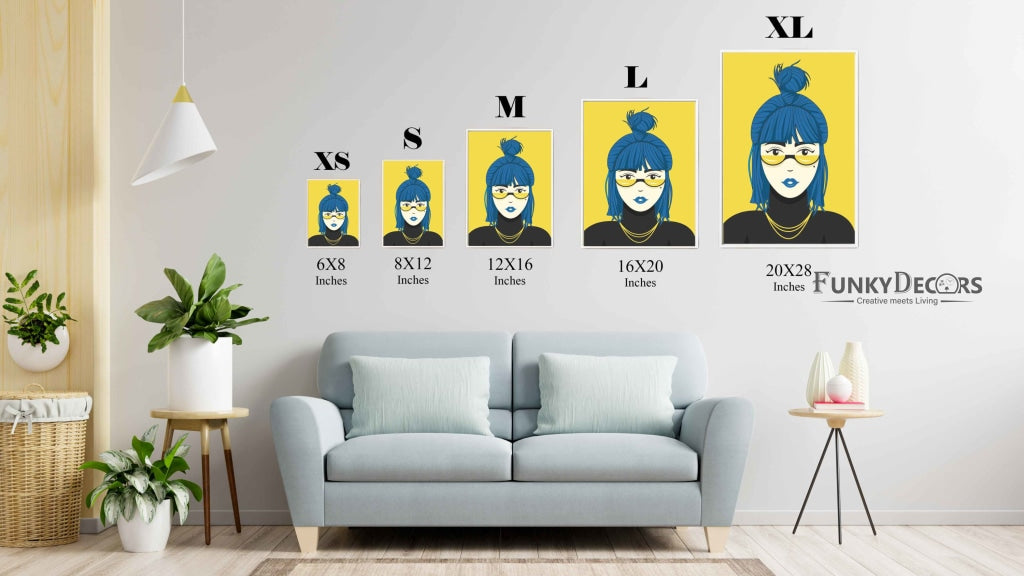My Blue Hair Portrait Art Frame For Wall Decor- Funkydecors Posters Prints & Visual Artwork