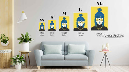 My Blue Hair Portrait Art Frame For Wall Decor- Funkydecors Posters Prints & Visual Artwork