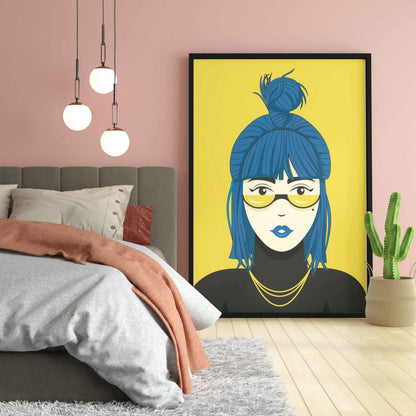 My Blue Hair Portrait Art Frame For Wall Decor- Funkydecors Xs / Black Posters Prints & Visual