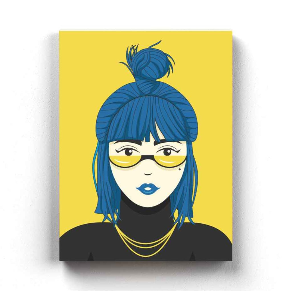 My Blue Hair Portrait Art Frame For Wall Decor- Funkydecors Xs / Canvas Posters Prints & Visual