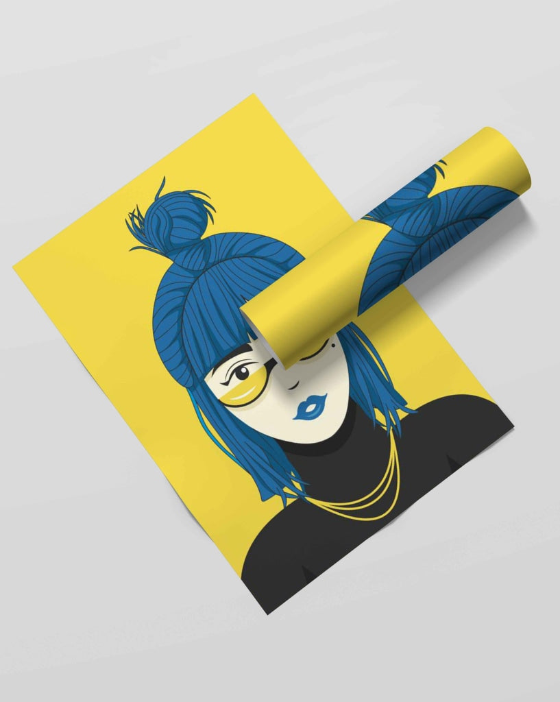 My Blue Hair Portrait Art Frame For Wall Decor- Funkydecors Xs / Roll Posters Prints & Visual