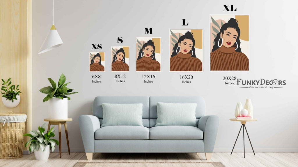 My High Bun Women Portrait Art Frame For Wall Decor- Funkydecors Posters Prints & Visual Artwork