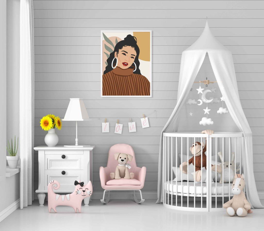My High Bun Women Portrait Art Frame For Wall Decor- Funkydecors Xs / White Posters Prints & Visual
