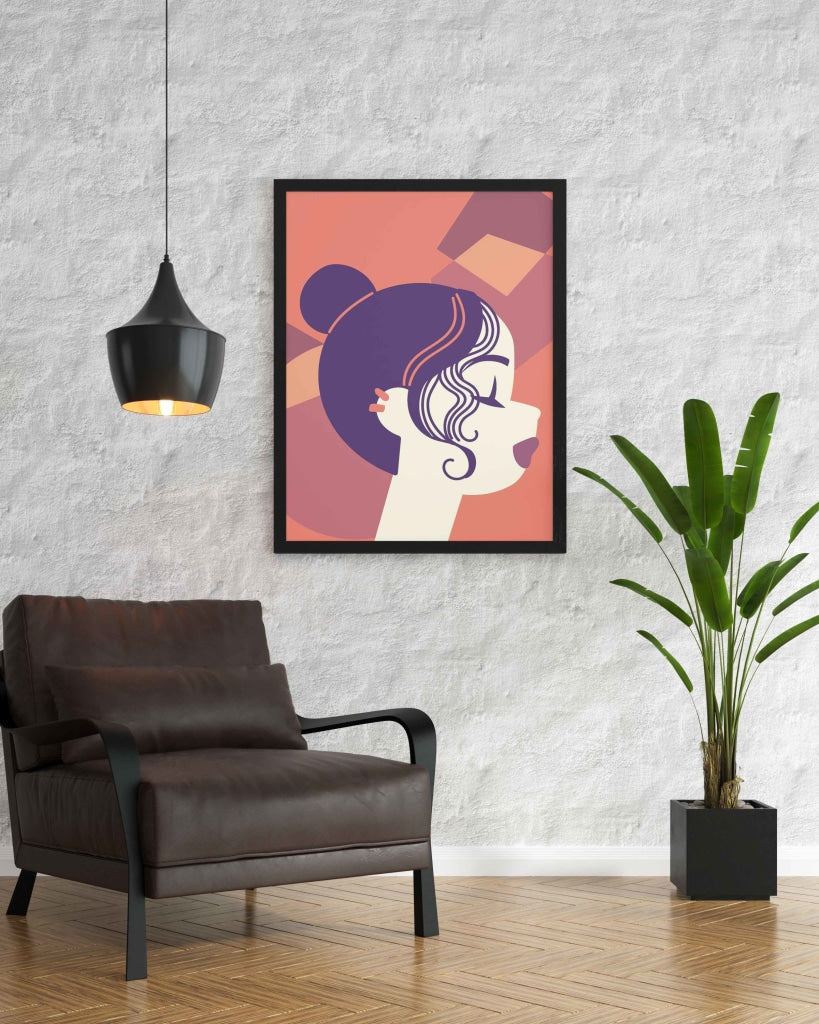 My Purple Hair - Women Portrait Art Frame For Wall Decor- Funkydecors Xs / Black Posters Prints &