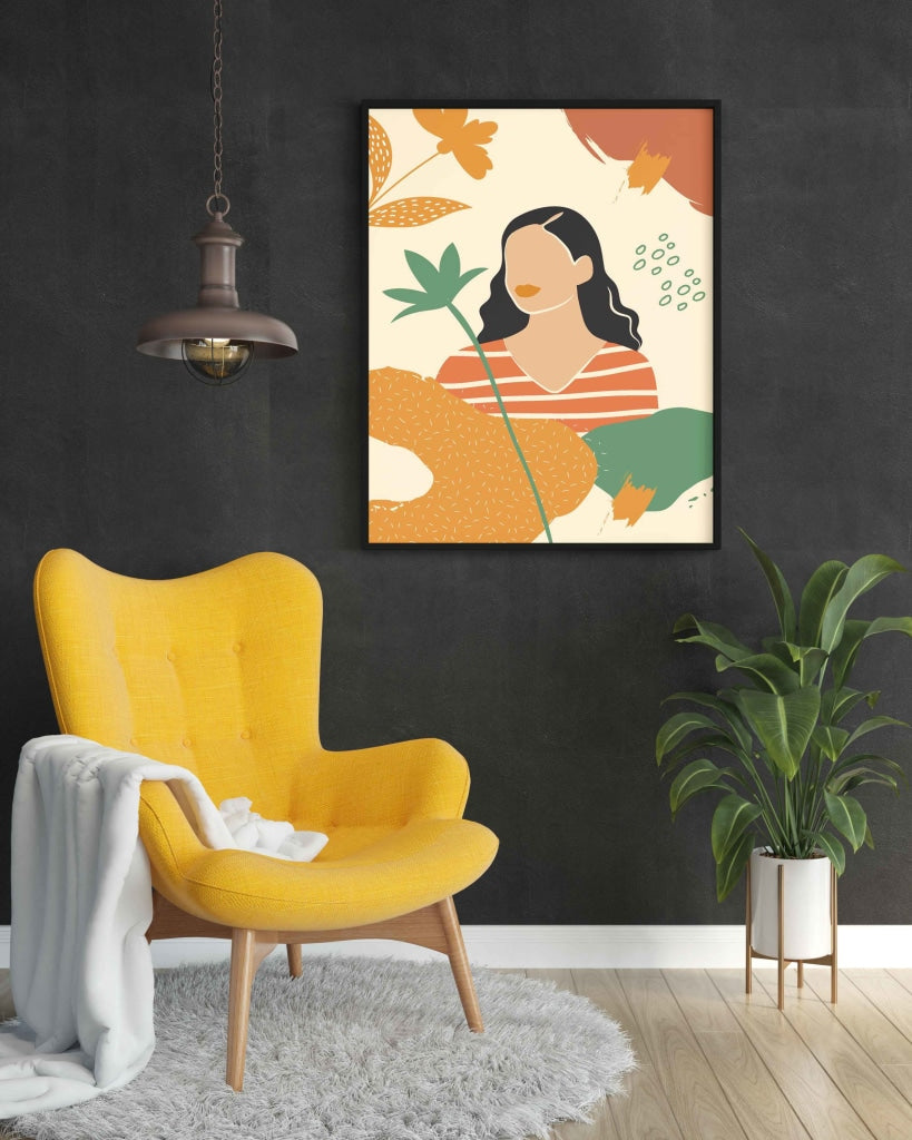 Nature Connect Women Portrait Art Frame For Wall Decor- Funkydecors Xs / Black Posters Prints &