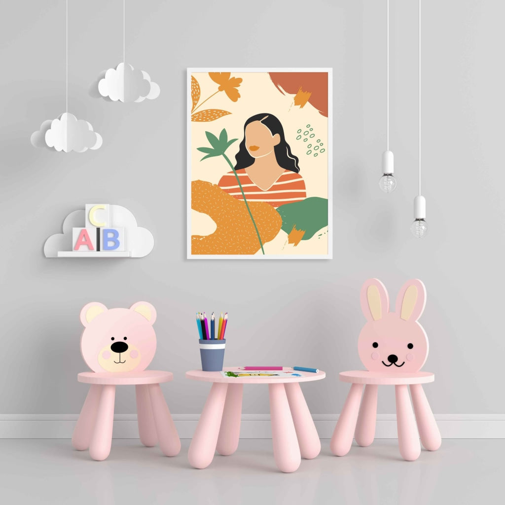 Nature Connect Women Portrait Art Frame For Wall Decor- Funkydecors Xs / White Posters Prints &