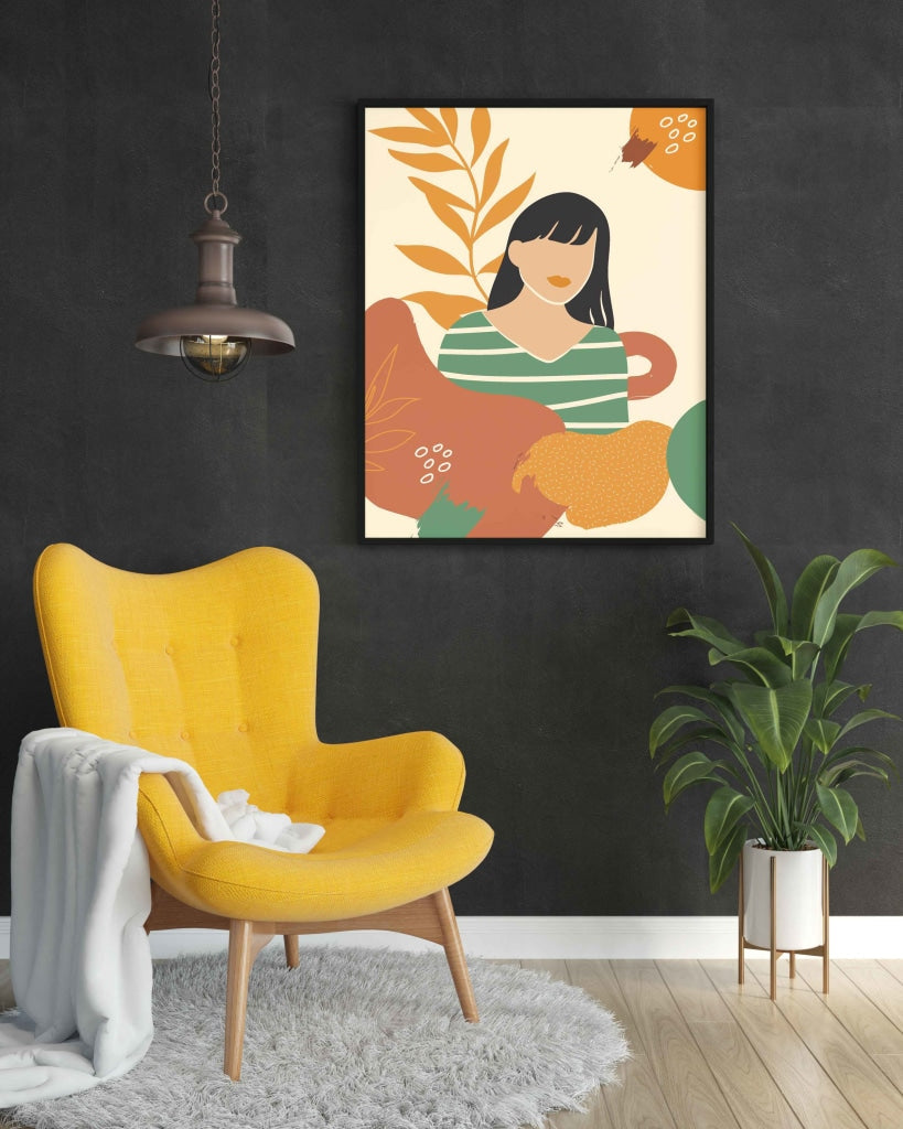 Nature Love Women Portrait Art Frame For Wall Decor- Funkydecors Xs / Black Posters Prints & Visual
