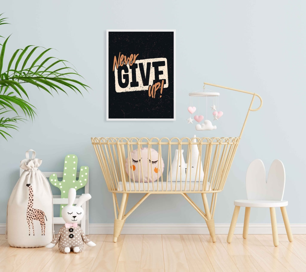 Never Give Up - Motivation Quotes Art Frame For Wall Decor- Funkydecors Xs / White Posters Prints &