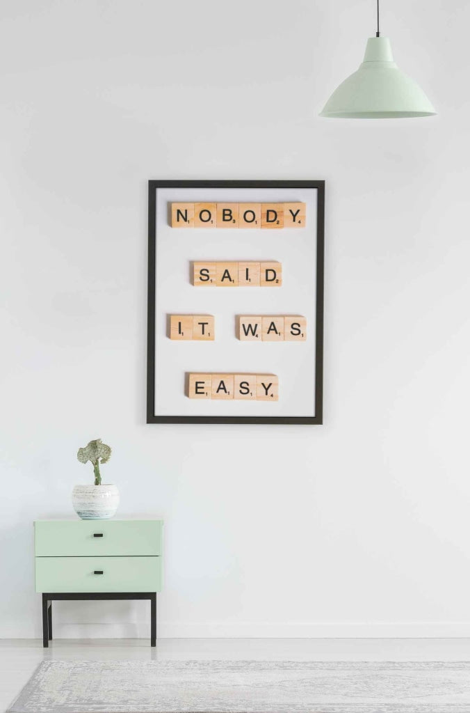 Nobody Said It Was Easy Quotes Art Frame For Wall Decor- Funkydecors Xs / Black Posters Prints &amp;
