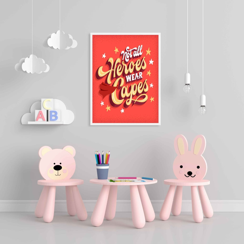Not All Heroes Wear Capes - Motivation Quotes Art Frame For Wall Decor- Funkydecors Xs / White