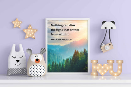 Nothing Can Dim The Light That Shines From Within - Life Quotes Art Frame For Wall Decor-