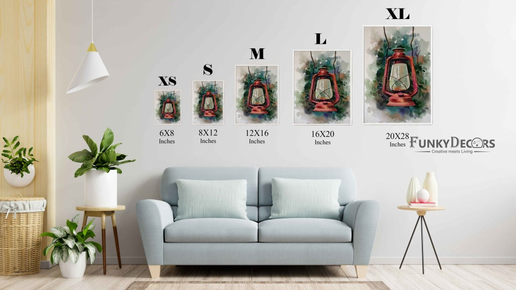 Oil Lantern Vintage Art Frame For Wall Decor- Funkydecors Posters Prints & Visual Artwork