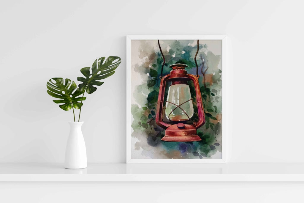 Oil Lantern Vintage Art Frame For Wall Decor- Funkydecors Xs / White Posters Prints & Visual Artwork