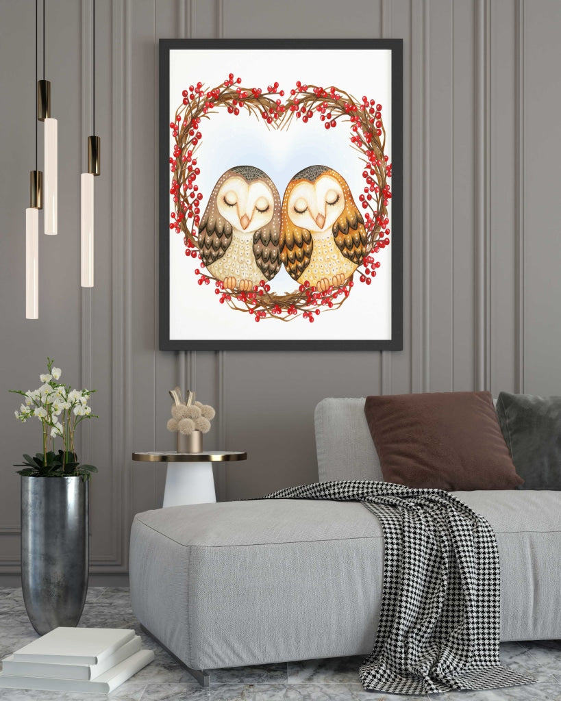 Owl Love - Nursery Art Frame For Wall Decor- Funkydecors Xs / Black Posters Prints &amp; Visual Artwork