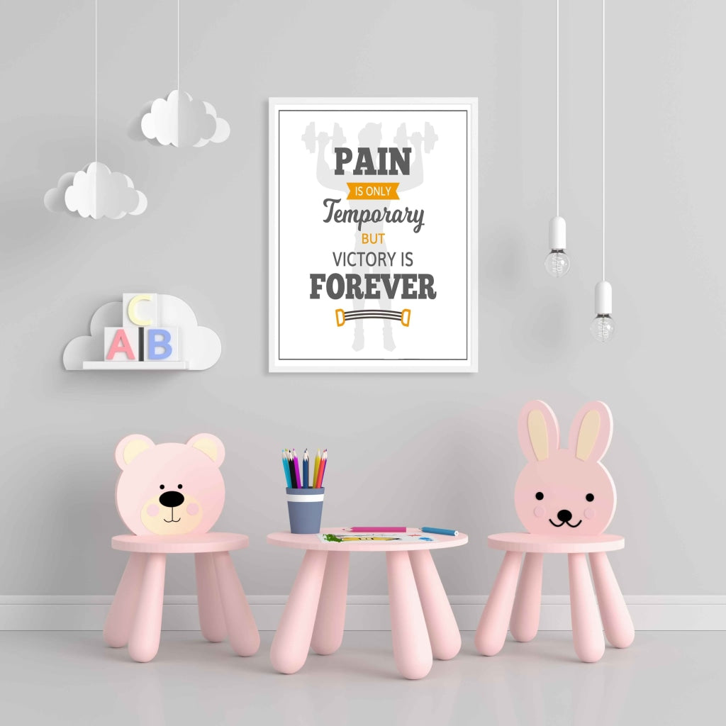Pain Is Only Temporary But Victory Forever - Motivation Quotes Art Frame For Wall Decor- Funkydecors