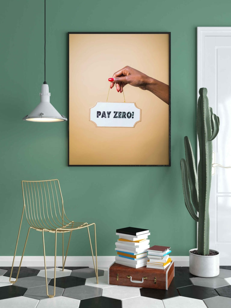 Pay Zero - Business Art Frame For Wall Decor- Funkydecors Xs / Black Posters Prints &amp; Visual Artwork