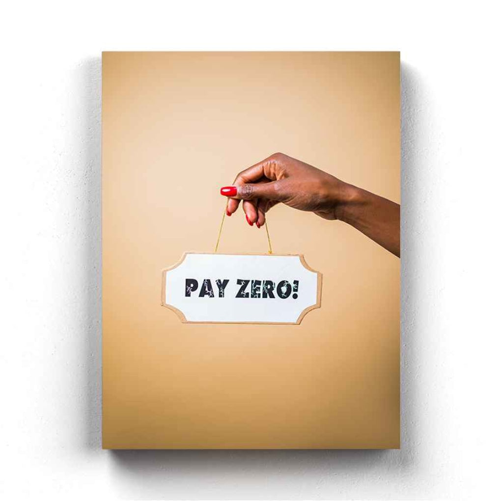 Pay Zero - Business Art Frame For Wall Decor- Funkydecors Xs / Canvas Posters Prints & Visual