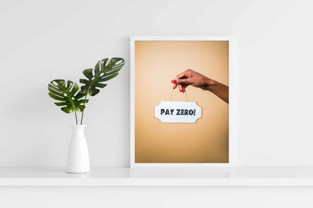 Pay Zero - Business Art Frame For Wall Decor- Funkydecors Xs / White Posters Prints & Visual Artwork