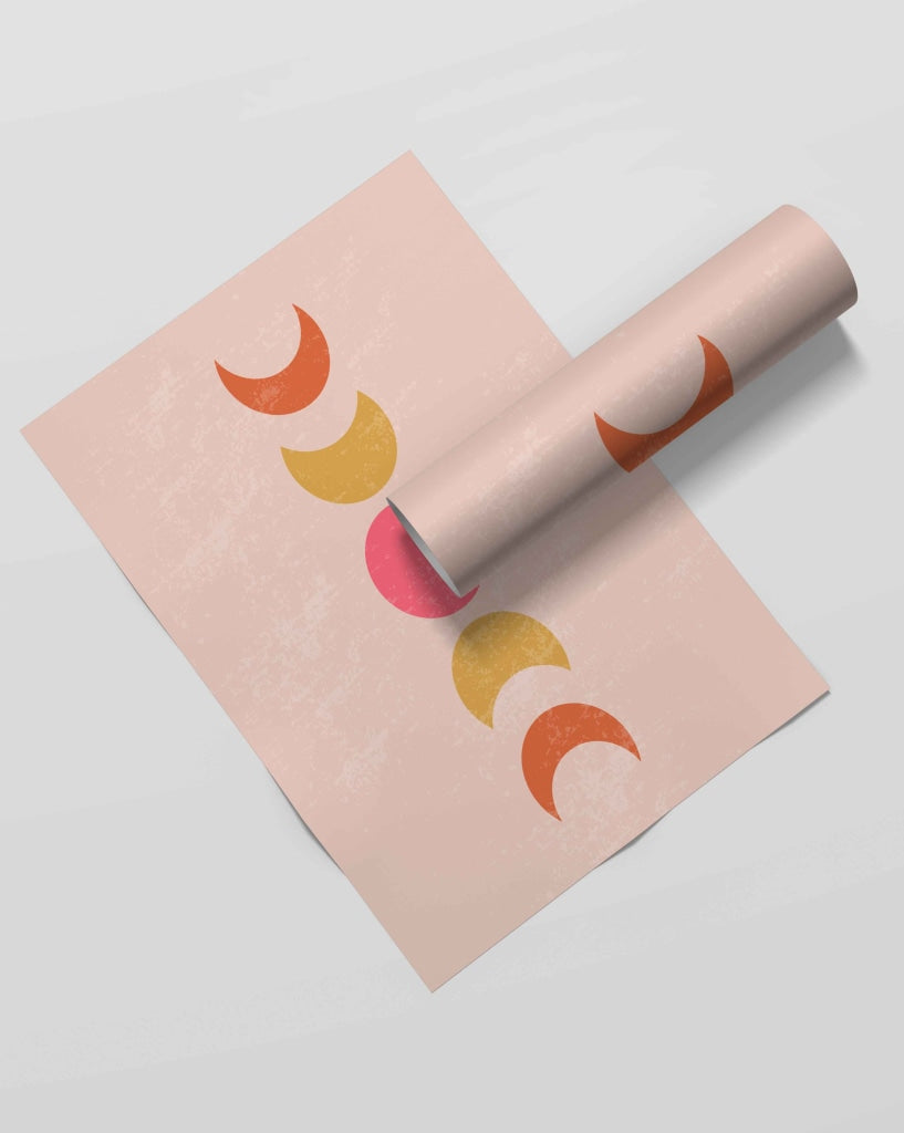 Phases Of Moon - Minimal Art Frame For Wall Decor- Funkydecors Xs / Roll Posters Prints &amp; Visual