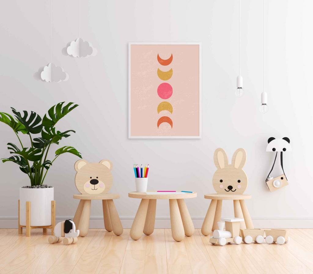 Phases Of Moon - Minimal Art Frame For Wall Decor- Funkydecors Xs / White Posters Prints &amp; Visual