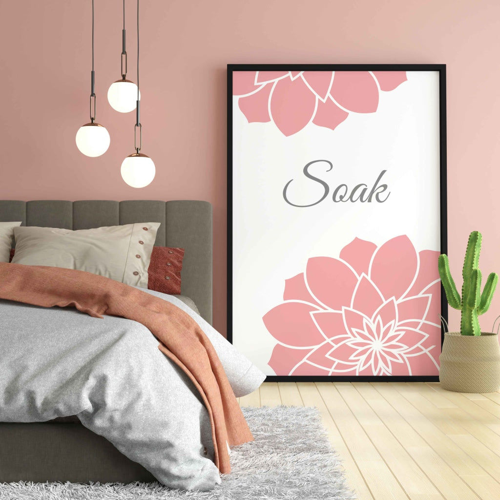 Pink Floral Art Frame For Wall Decor- Funkydecors Xs / Black Posters Prints &amp; Visual Artwork