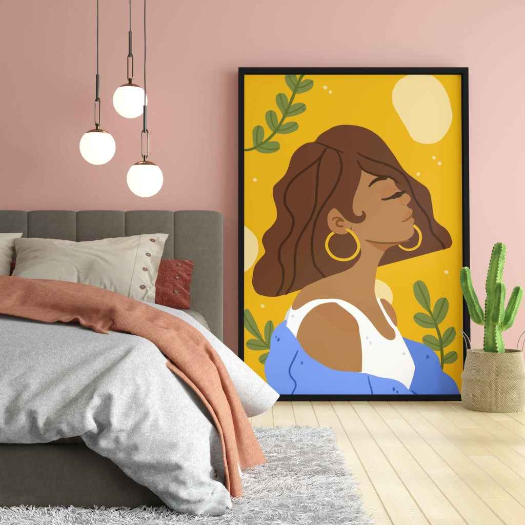 Pleasant Women Portrait Art Frame For Wall Decor- Funkydecors Xs / Black Posters Prints &amp; Visual