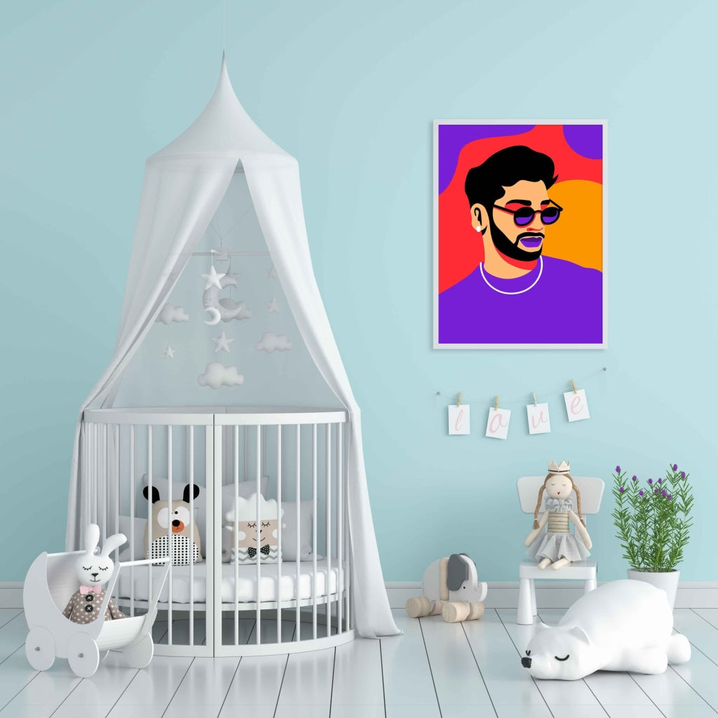 Pop Artist Portrait Art Frame For Wall Decor- Funkydecors Xs / White Posters Prints & Visual Artwork
