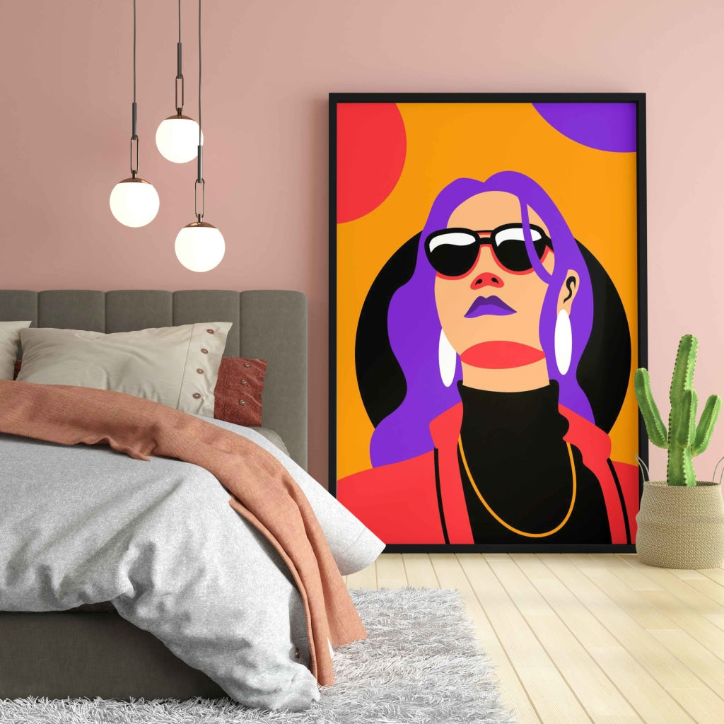 Pop Girl Portrait Art Frame For Wall Decor- Funkydecors Xs / Black Posters Prints & Visual Artwork