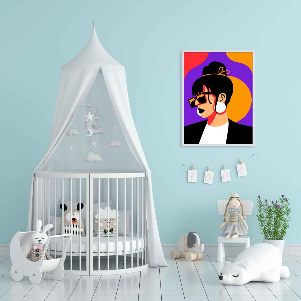 Pop Girl Portrait Art Frame For Wall Decor- Funkydecors Xs / White Posters Prints & Visual Artwork