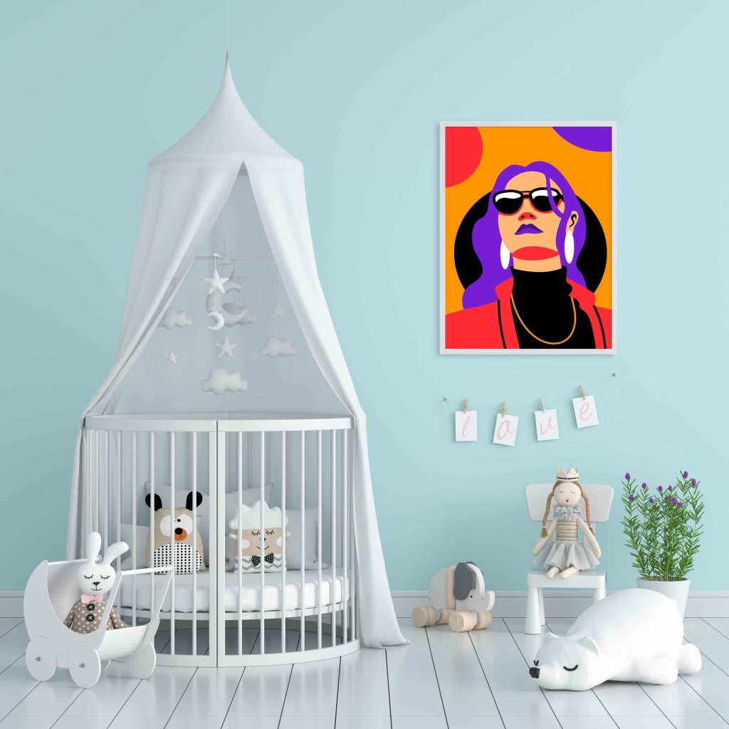 Pop Girl Portrait Art Frame For Wall Decor- Funkydecors Xs / White Posters Prints & Visual Artwork