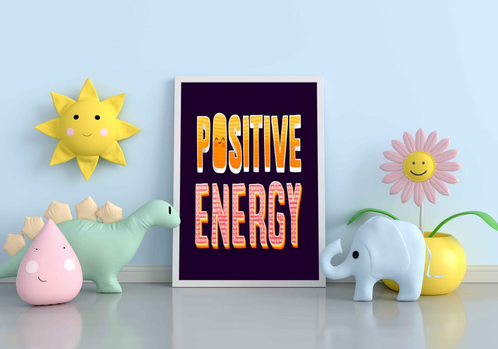 Positive Energy - Motivation Quotes Art Frame For Wall Decor- Funkydecors Xs / White Posters Prints