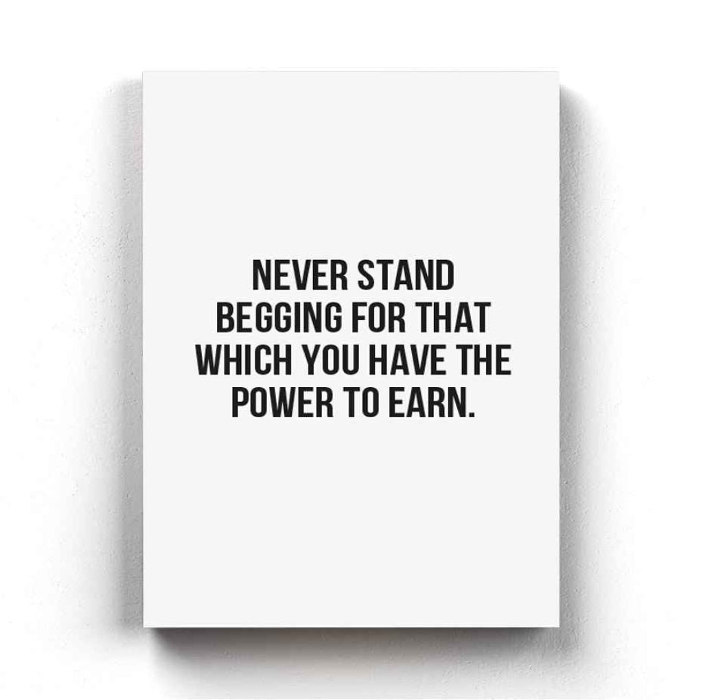 Power To Earn - Life Quotes Art Frame For Wall Decor- Funkydecors Xs / Canvas Posters Prints &amp;