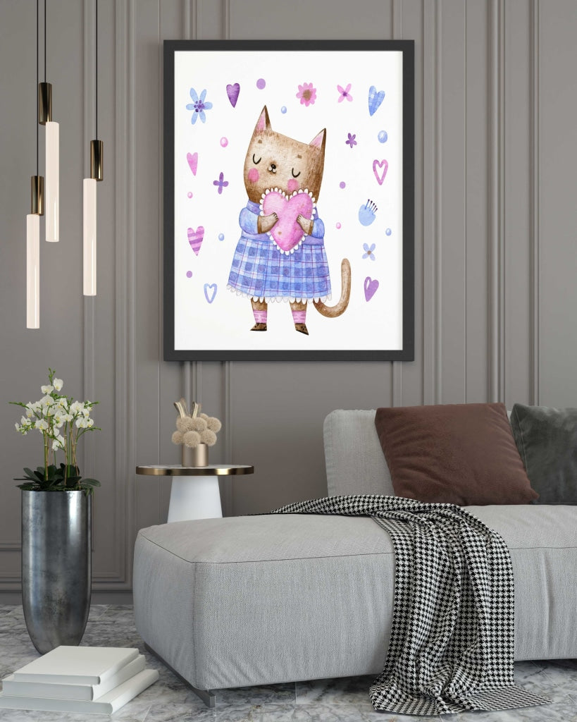 Pretty Kitty - Nursery Art Frame For Wall Decor- Funkydecors Xs / Black Posters Prints & Visual