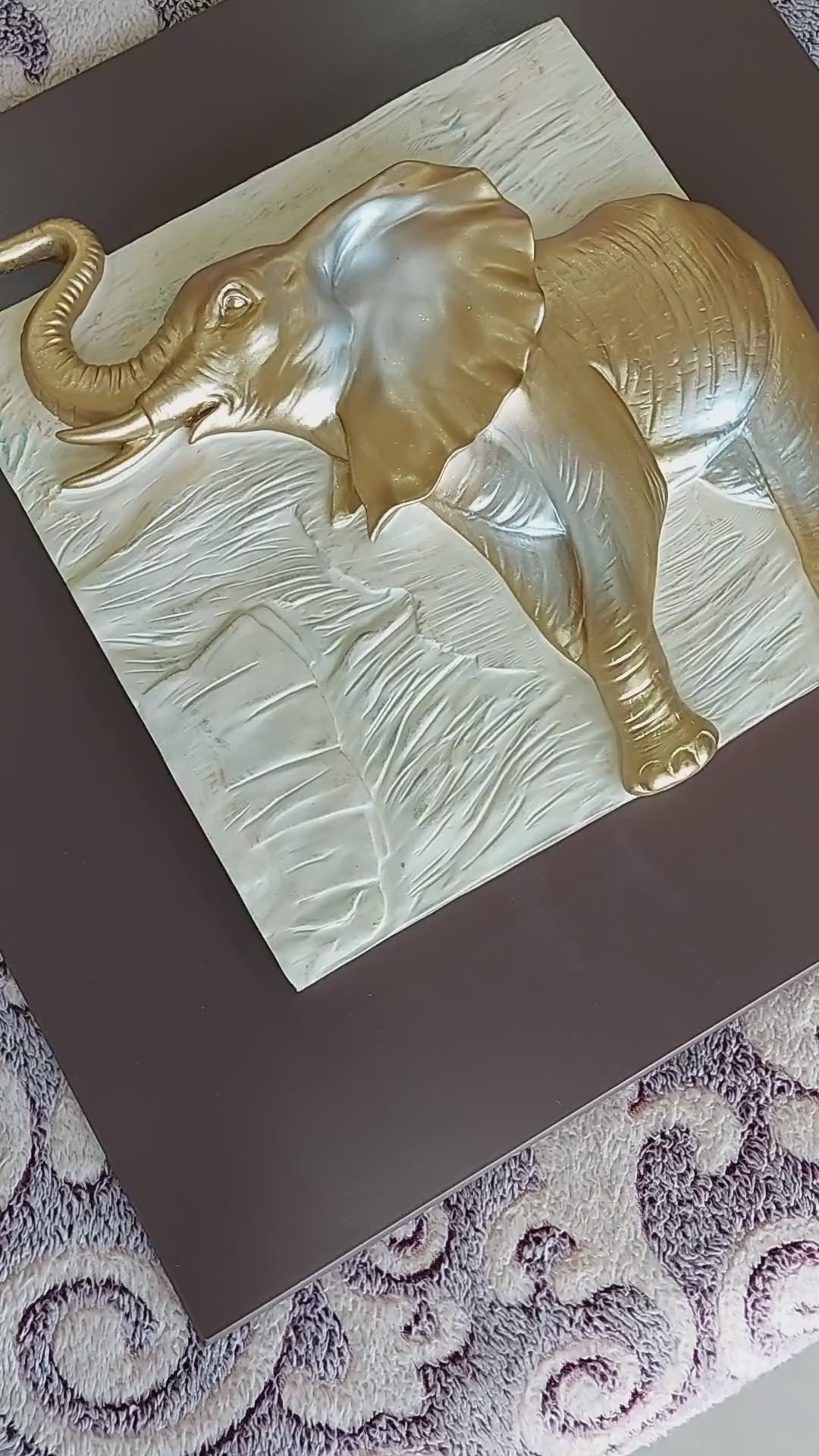 Elephants Modern 3D Stone Carving Wall Art - Set of 4