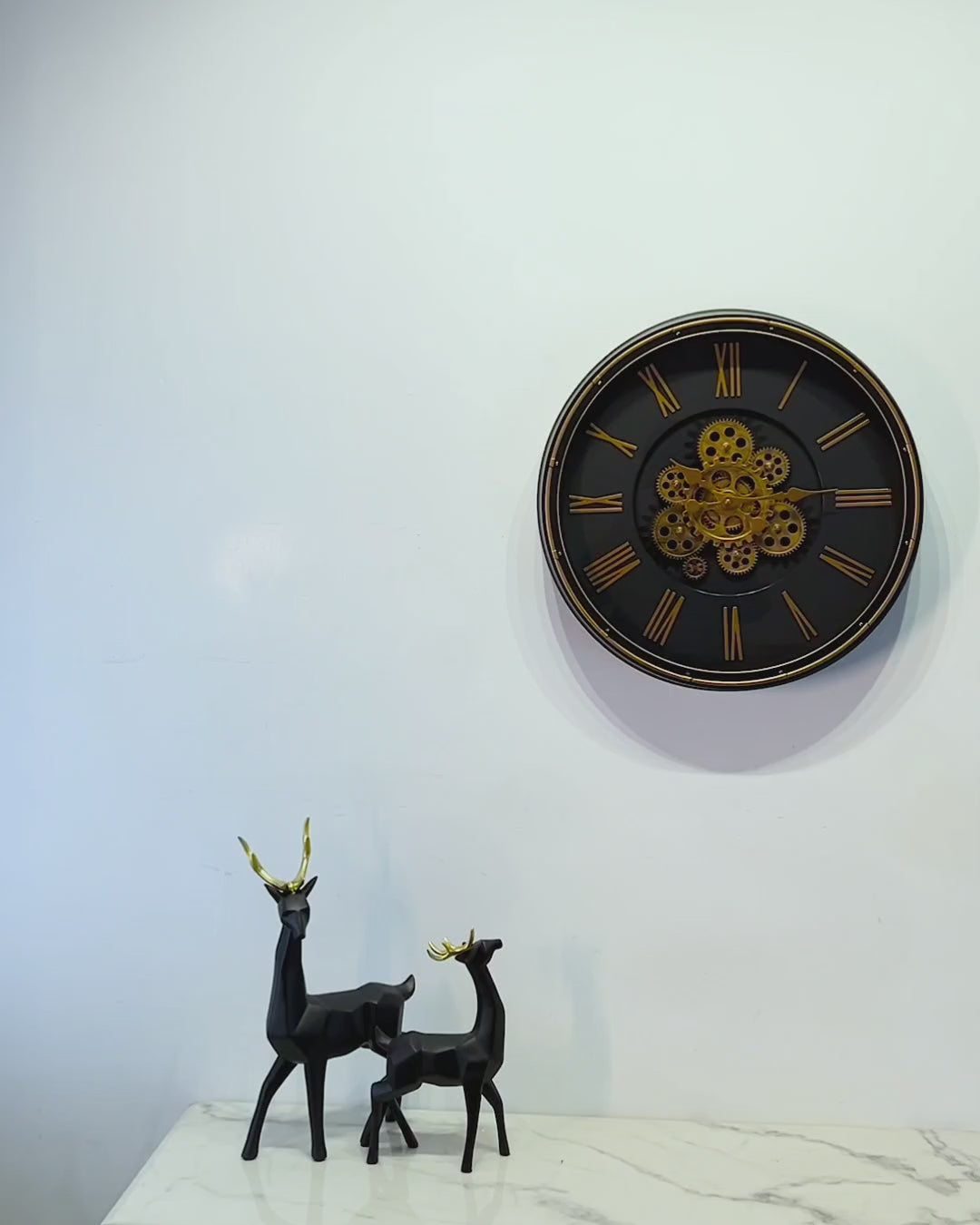 FunkyDecors Retro Style Moving Gear Wall Clock Chronograph Working Wall Watch 52 CM Tall