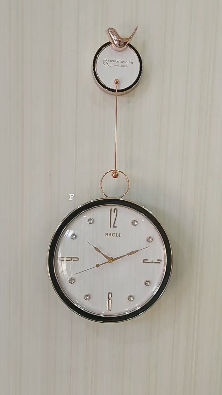 FunkyDecors Rose Gold White Sparrow Hanging Wall Clock Wall Clock, Wall Decor for Home Office and Gifts 70 CM Tall